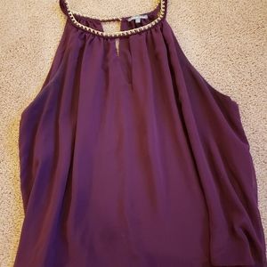 Burgundy dress top w/ golden chain neck